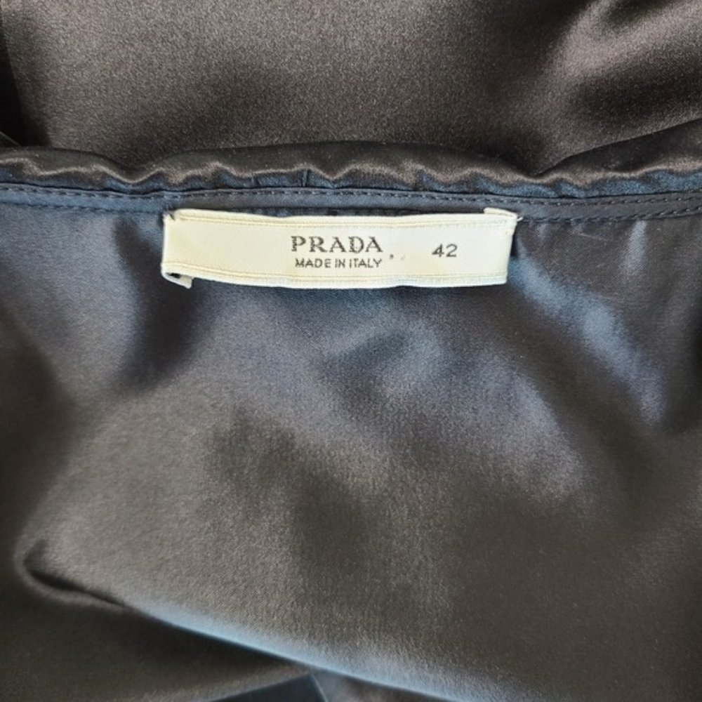 Prada Black Short Sleeve Draped Top Blouse - Picture 7 of 8